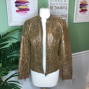 Bronze Snakeprint Genuine Leather Jacket